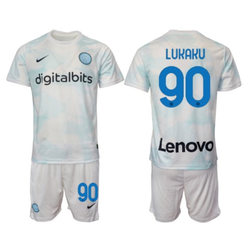 Fotbalové Dres Inter Milan Romelu Lukaku #90 Dětské Venkovní 2022-23 Krátký Rukáv (+ trenýrky)
